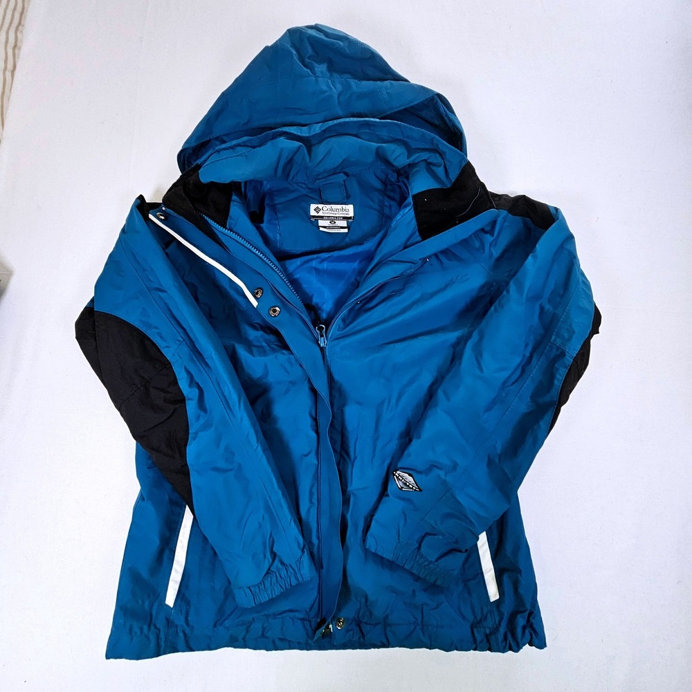 Columbia Sportswear GRT Omni-Tech Interchange Jacket Blue Black Womens Medium